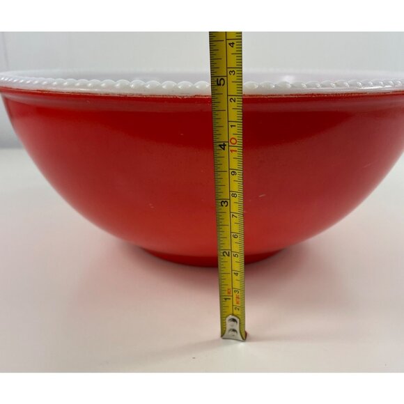 McKee Beaded Edge Milk Glass Red/Orange Large Mixing Bowl 11.25" - Picture 12 of 12